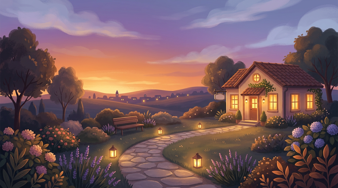 Warm sunset sky — represents an evening visit